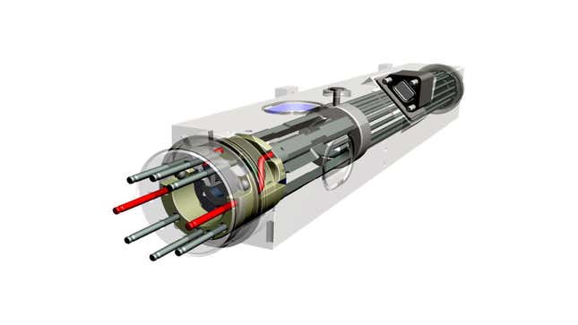 A graphic of the Deep Space Atomic Clock (DSAC).