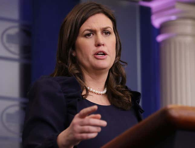 Image for article titled Sarah Huckabee Sanders Flatly Rejects Jim Acosta&#39;s Assertion That He&#39;s Jim Acosta