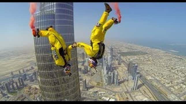 Watch the First BASE Jump From the Tip of the World's Tallest Building