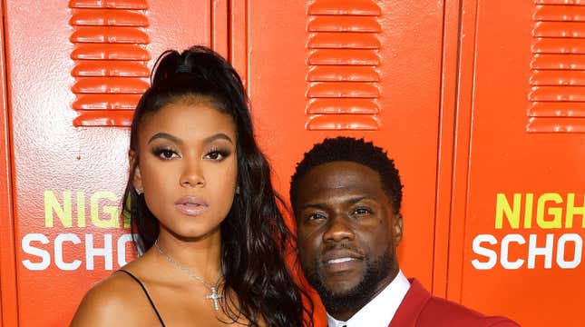 Eniko Parrish and Kevin Hart attend the premiere of Universal Pictures’ “Night School” on September 24, 2018 in Los Angeles, California. 