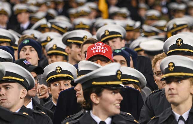 Image for article titled Army and Navy Launch Investigation Into Possible White Supremacist Sign Flashed by Cadets