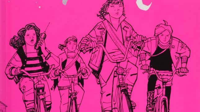 Crop of Paper Girls Deluxe Edition Volume 1 by writer Brian K. Vaughn and artist Cliff Chiang.