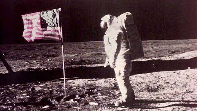 A 1969 photo showing Armstrong, or anyone, really, standing on the surface of the &quot;moon.&quot;