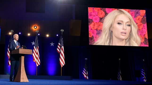 Image for article titled Biden Announces Nation Will Rejoin Paris Hilton Fan Club