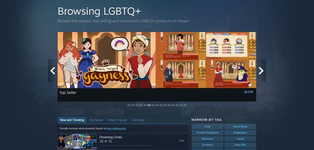 Image for article titled Steam Finally Adds Official LGBTQ+ Tag For Games