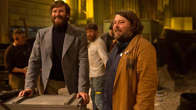 Armie Hammer and Ben Wheatley on the set of Free Fire.
