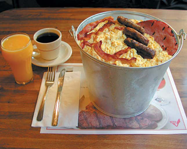 Image for article titled Denny&#39;s Introduces &#39;Just A Humongous Bucket Of Eggs And Meat&#39;