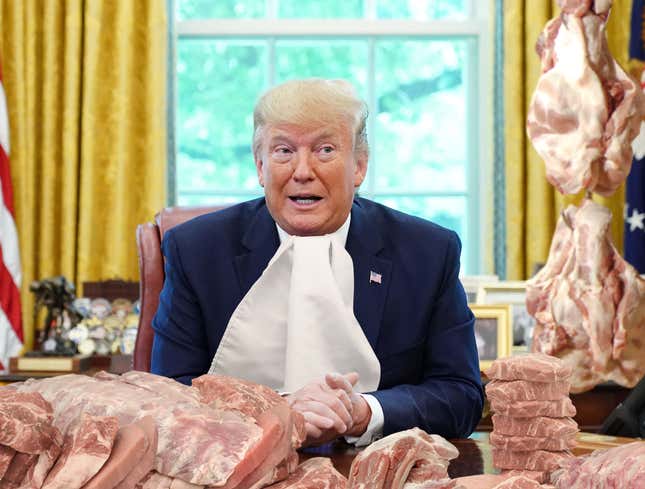 Image for article titled Trump Vows To Eat All Surplus Pork Products China Refuses To Import