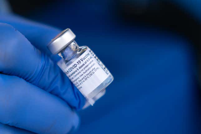 A vial of the Pfizer/BioNTech vaccine