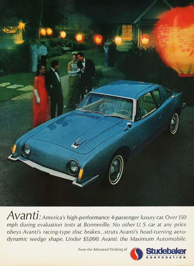 A 1963 Studebaker ad for the Avanti.