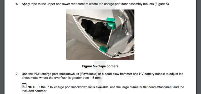 Image for article titled Hammering Panels And Installing Missing Suspension Bolts: Tesla's Repair Guidelines Are Insight Into Its Manufacturing Problems