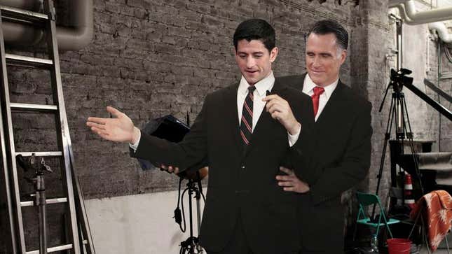 Image for article titled Romney Stands Behind Ryan To Show Good Campaigning Stance