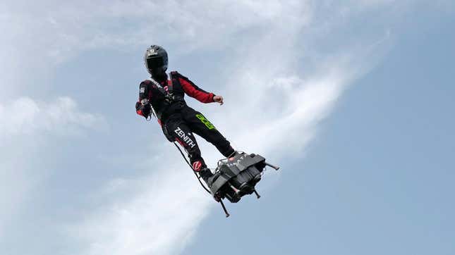 Image for article titled French Inventor Hoverboards Across the English Channel, Manages Not to Crash This Time