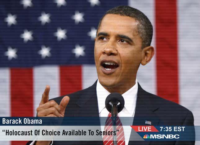 The president vows to systematically eliminate all American seniors in a manner of their choosing by 2011.