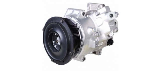 Traditional belt-driven AC Compressor. Photo: Denso