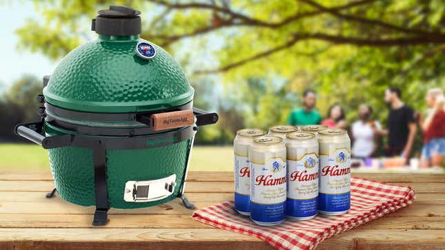 Left: the Green Egg. Right: the Hamm’s.
