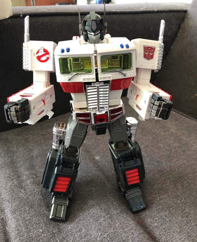 Optimus transformed into robot mode.