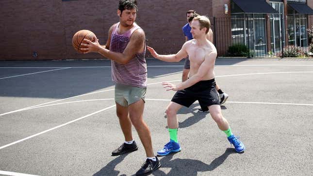 Image for article titled Report: Pickup Basketball Player Too Sweaty To Guard