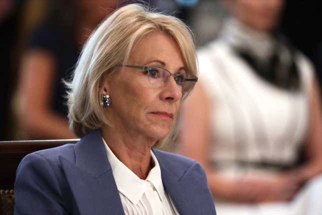 Image for article titled Education Secretary Betsy DeVos Is Trying to Steal Pandemic Aid From Public Schools to Give to Private Institutions