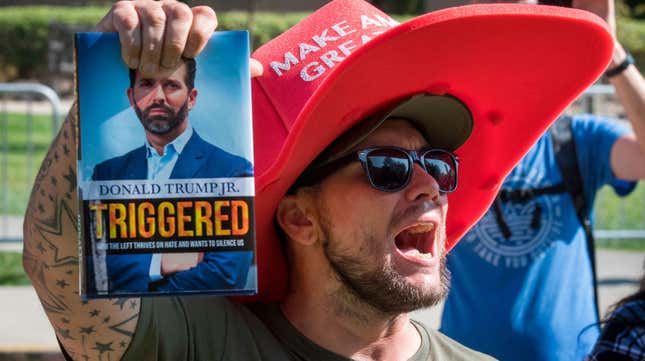 Image for article titled ‘Triggered’ By Hecklers, Donald Trump Jr. Bolts Book Signing Event
