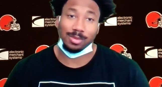 Myles Garrett desribed his bout with COVID in a press conference on Friday.