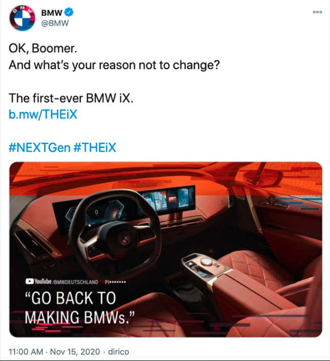 Image for article titled BMW Needs To Stop Being Weird About Old People