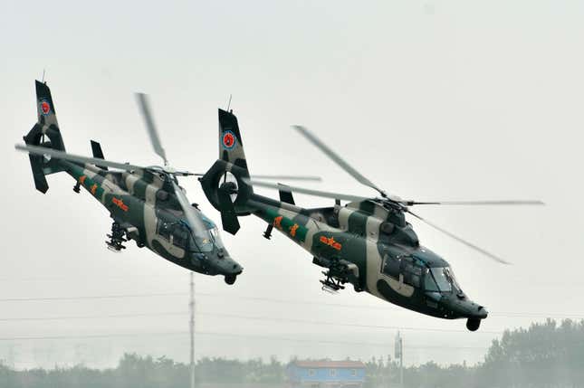 The Z-9 helicopter is derived from the Eurocopter Dauphin.