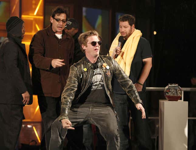 David “Puck” Rainey disrupts the show at MTV’s Real World Awards Bash at the Sunset Plaza House on March 15, 2008 in Los Angeles, California.