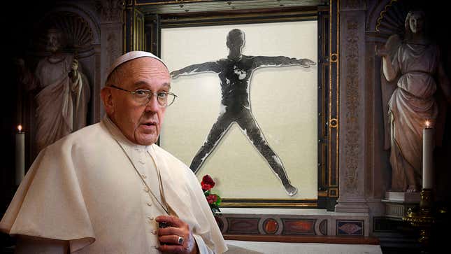 Image for article titled Pope Francis Teaches Parishioners Dangers Of Sinning By Showing Them Cross Section Of Black, Desiccated Soul