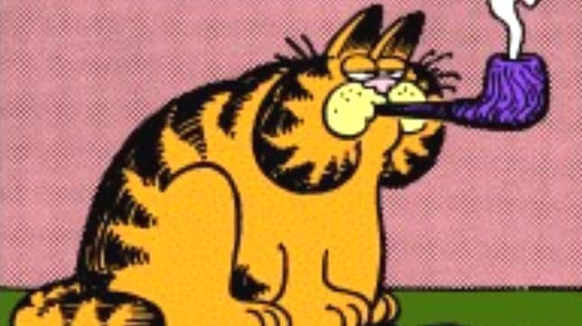 Image for article titled Garfield, by smoking a pipe, has opened up a whole new world of dumb internet Garfield jokes