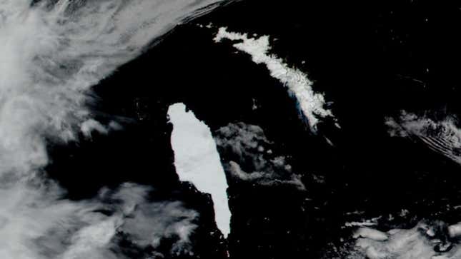 Imagen para el artículo titulado El iceberg más grande del mundo está increíblemente cerca de chocar con la isla San Pedro