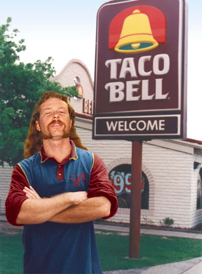 Image for article titled Alternate-Universe James Hetfield Named Taco Bell Employee Of The Month