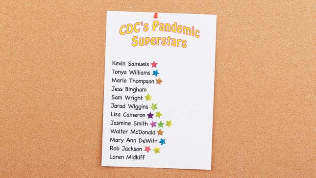 Image for article titled CDC Places Star Stickers On Bulletin Board Next To Names Of Americans Who Followed Rules Whole Pandemic