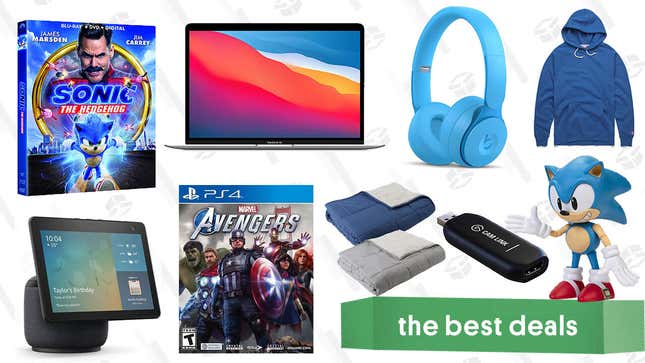 Image for article titled Monday&#39;s Best Deals: Apple MacBook Air, Marvel&#39;s Avengers, Reversible Weighted Blanket, Echo Show 10, Homage Hoodies, Sonic the Hedgehog Blu-ray, and More