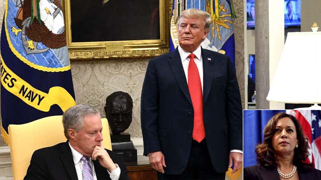 Image for article titled Trump Adds Another Knockout Nickname For Kamala Harris To List After Making Mark Meadows Cry
