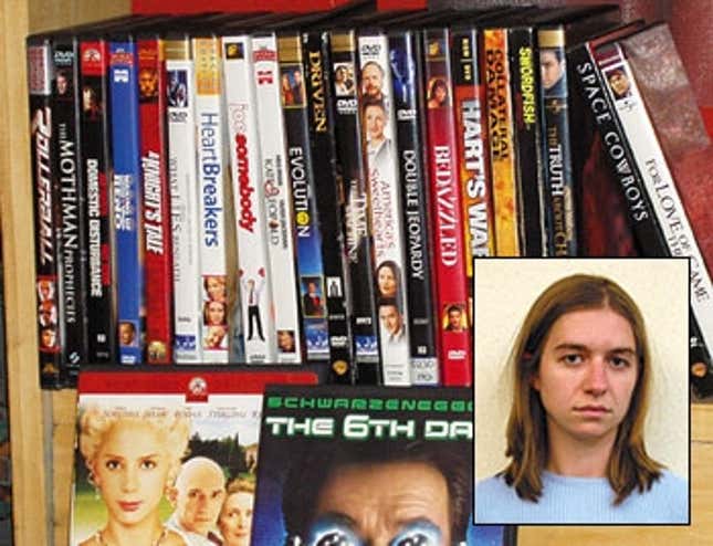 The DVD collection that horrified Pearle (inset).