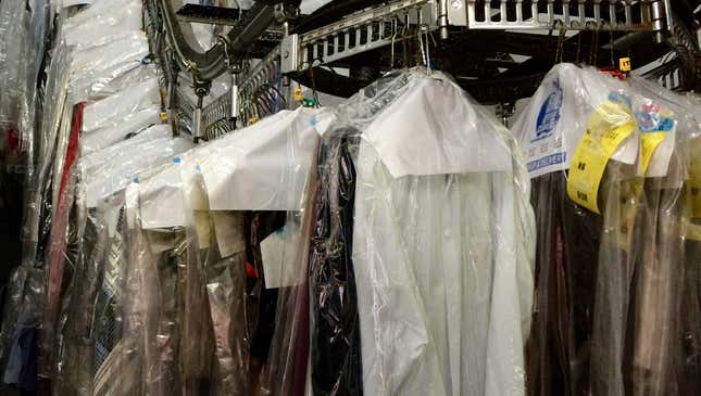Image for article titled Button-Up Shirt Goes On Life-Changing Odyssey Around Dry Cleaner’s Garment Conveyor
