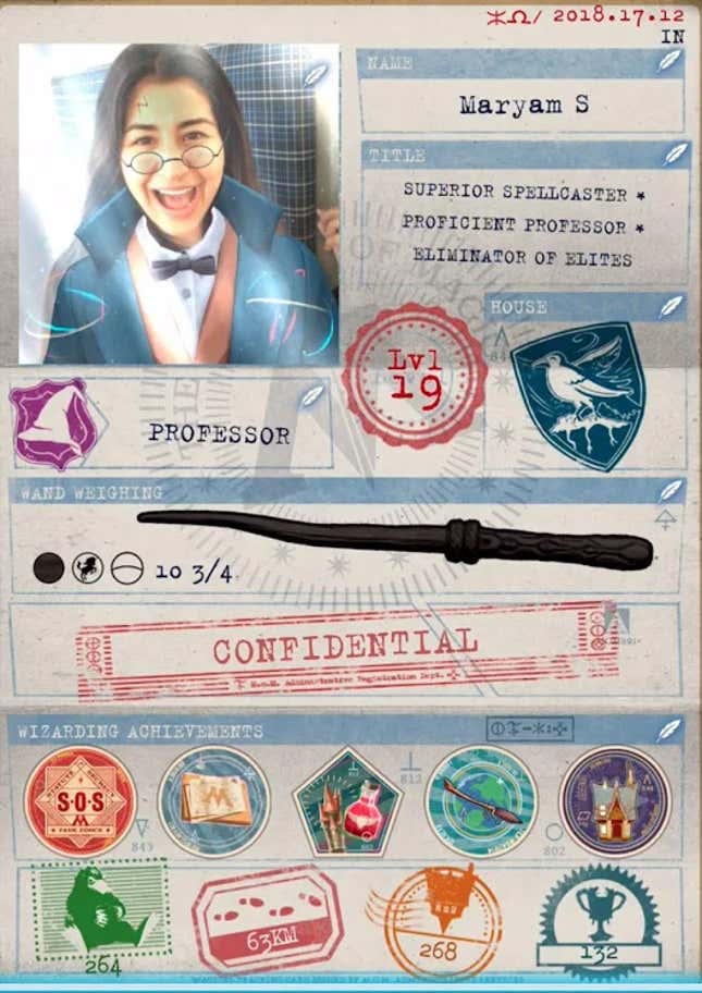 A screenshot from Harry Potter: Wizards Unite.