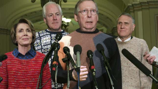 Proponents of the new economic stimulus package show off the comfort and versatility of alpaca fleece. 
