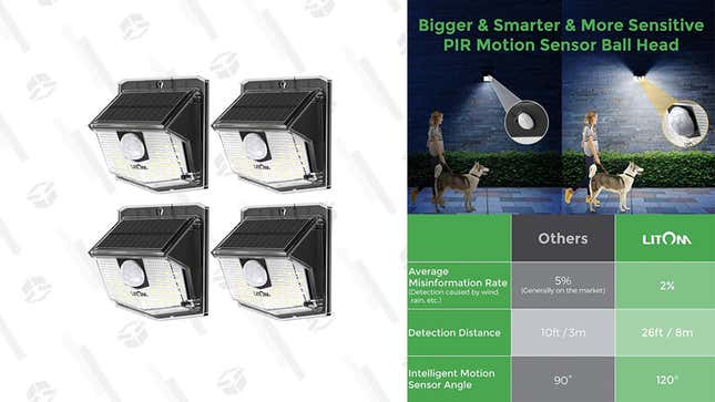 LITOM Waterproof Outdoor Solar Motion Sensor Lights | $16 | Amazon | Promo code VPZOWS6G