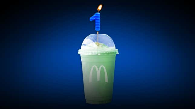 Image for article titled A newbie tastes McDonald&#39;s Shamrock Shake for the first time