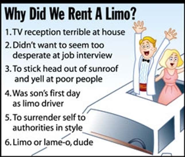Image for article titled Why Did We Rent A Limo?