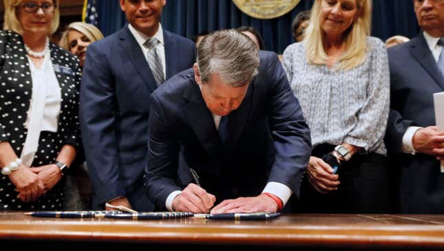Image for article titled Georgia Governor Signs Bill Outlawing Abortion Except For Single 30-Second Window On Third Day Of Fourth Week Of Pregnancy
