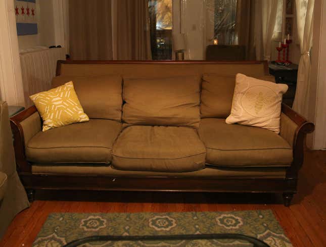 Image for article titled Middle Couch Cushion Has Clearly Had Harder Life