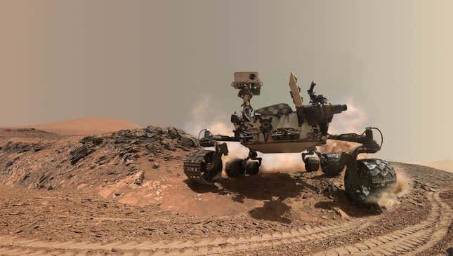 Image for article titled Curiosity Rover Frantically Driving Around Mars To Make It Look Like It’s Been Busy Before New Spacecraft Arrives