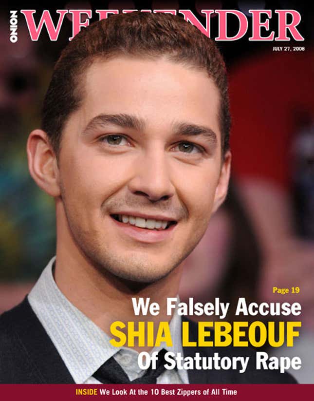 Image for article titled We Falsely Accuse Shia Lebeouf Of Statutory Rape