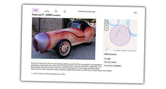 That Penis Car Craigslist Ad Is Fake But The Cars Real And Much More