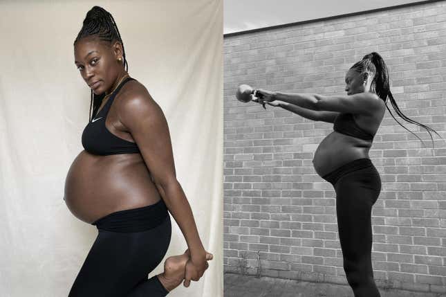 Retired British track and field athlete Perri Edwards at 29 weeks pregnant.