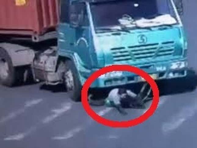 This Guy Was Astoundingly Unfazed After Being Run Over By A Big Rig