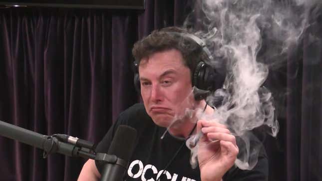 Image for article titled Elon Musk Smoking Joe Rogan&#39;s Weed Somehow Ended Up Costing Taxpayers $5 Million